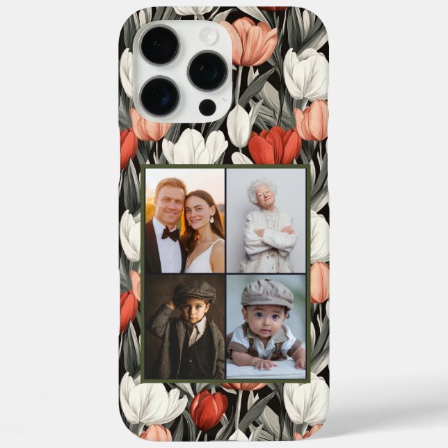 Étui iPhone élégant tulipe personnalisé avec colla (Verso)