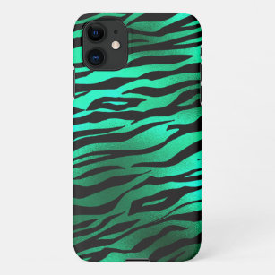 Coque iPhone Émeraude Vert Tigre noir Bande sauvage