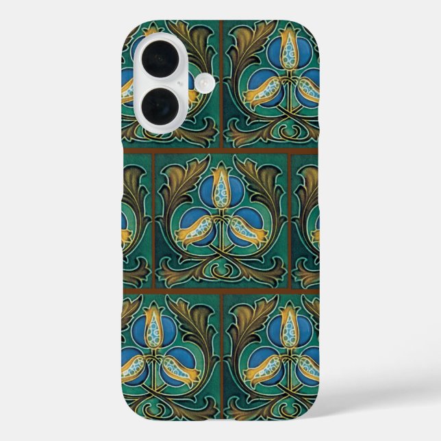 Étui iPhone en carreau de faïence faux grenade ble (Verso)
