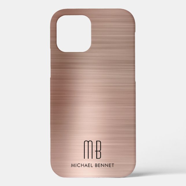 Étui iPhone en métal Monogramme Or Rose Case-Mate (Verso)