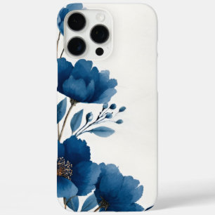 Étui iPhone Fleurs Aquarelle Bleu Foncé