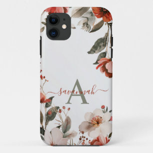 Étui iPhone Fleurs Bourgogne Rose