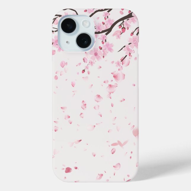 Étui iPhone Fleurs de Cerisier Rose Pâle Aquarelle (Verso)