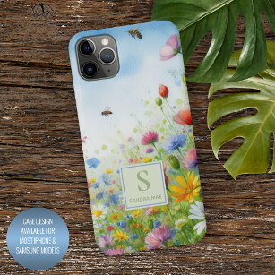 Coque iPhone Fleurs de champs de printemps colorées Floral Aqua
