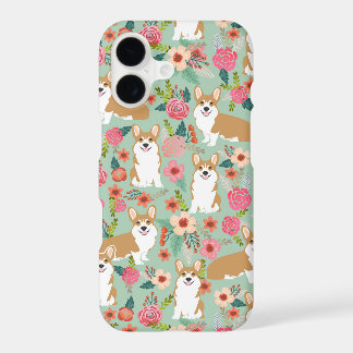 Étui iPhone Fleurs de Corgi - menthe