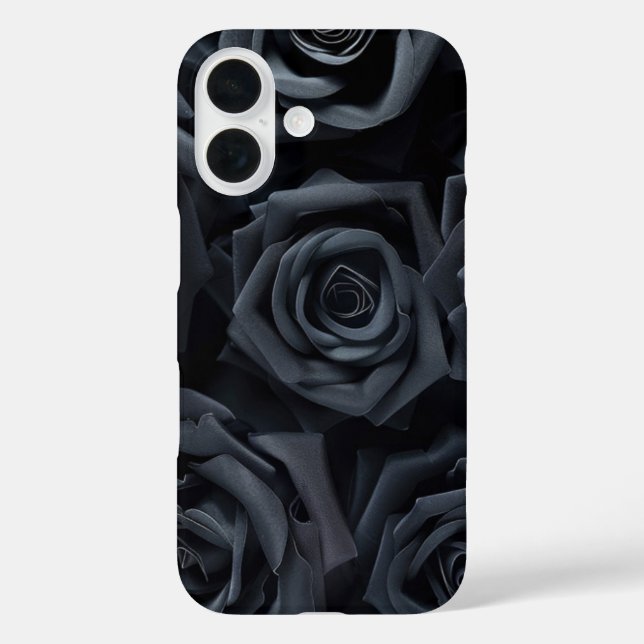 Étui iPhone Fleurs de Roses Noires Élégantes (Verso)