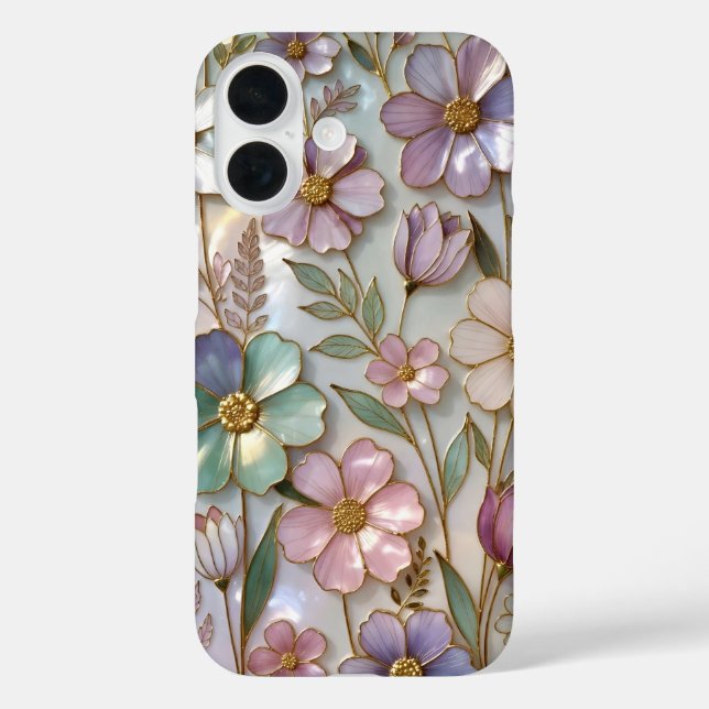 Étui iPhone Fleurs Douces Design Floral Pastel (Verso)