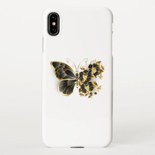 Coque iPhone Gold flower Butterfly with Black Orchid