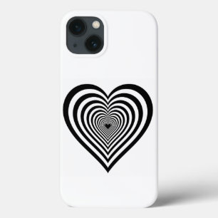 Étui iPhone Illusion Optique Cœur Noir