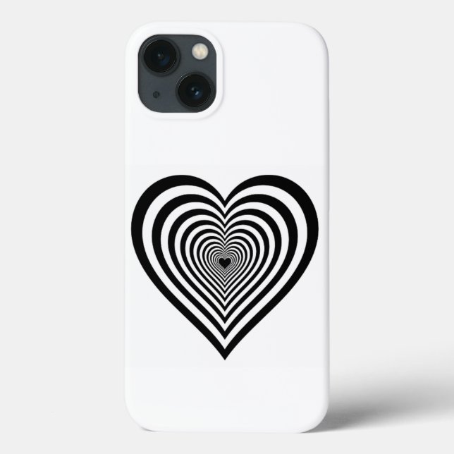 Étui iPhone Illusion Optique Cœur Noir (Verso)