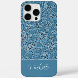 Étui iPhone / iPad à fleurs bleu personnalisé