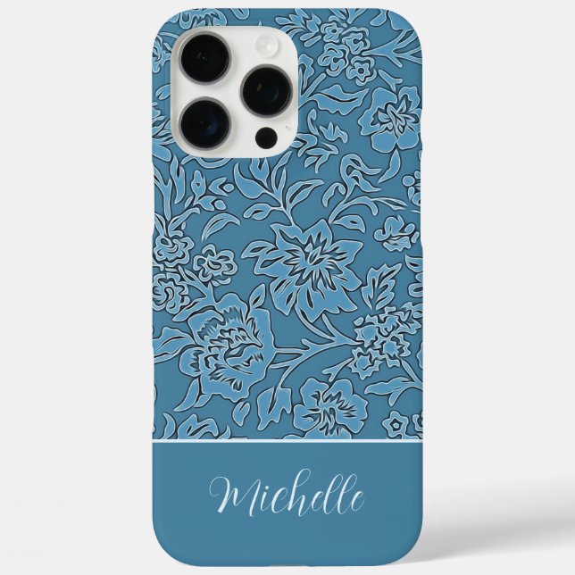 Étui iPhone / iPad à fleurs bleu personnalisé (Verso)