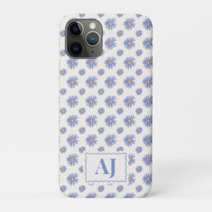 Étui iPhone / iPad à fleurs violettes avec initial