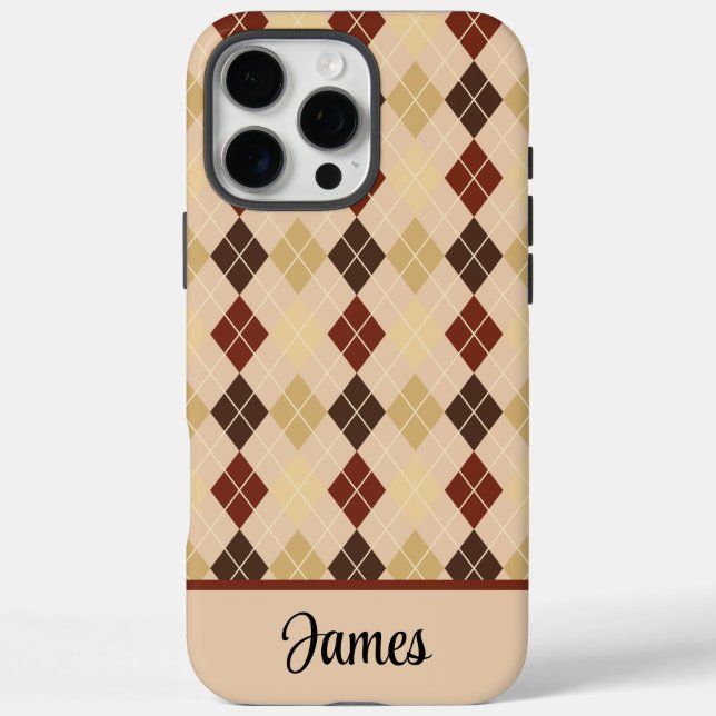 Étui iPhone / iPad en argyle beige personnalisable (Verso)