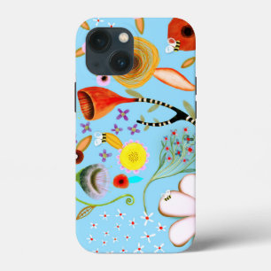 Étui iPhone / iPad floral turquoise