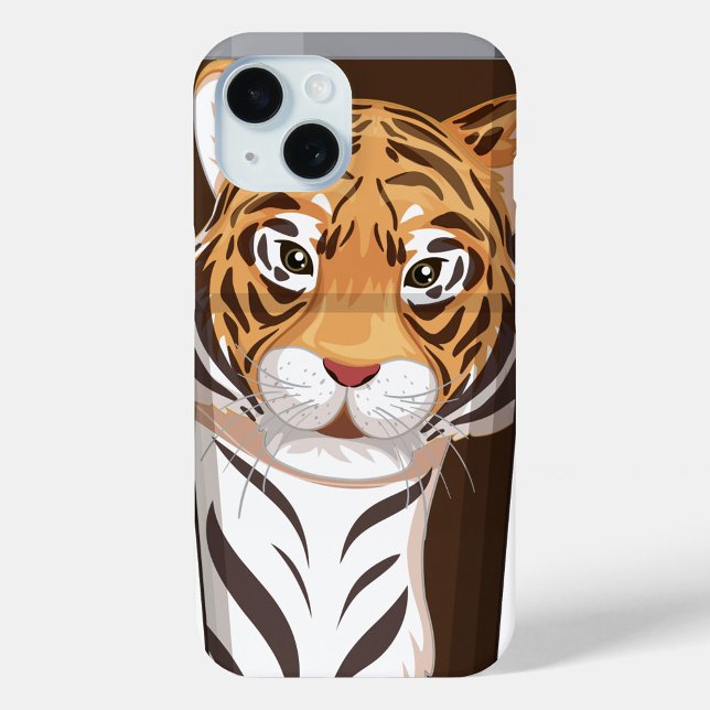 Étui iPhone / iPad Majestic Tiger (A vibrant, animated tiger face emerges from the center of the frame, its expressive eyes glimmering )
