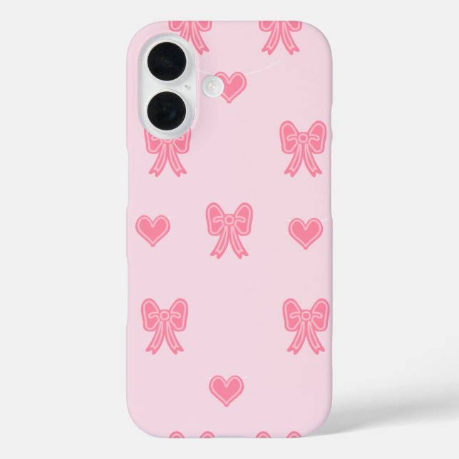 Étui iPhone / iPad Mignon Nœuds Roses et Cœurs Coq (Verso)