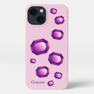 Coque iPhone Joyau en pierres gemmes violet Amethyst personnali