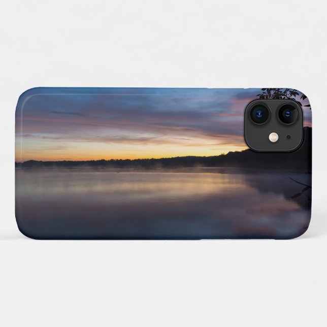 Étui iPhone Lever de soleil d'automne sur le lac S (Dos (Horizontal))