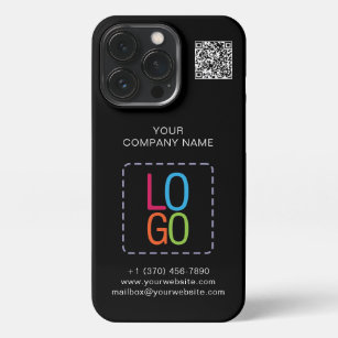 Coque iPhone Logo Add Your QR Code noir et blanc Personalize