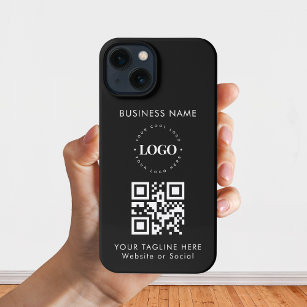 Coque iPhone Logo de l'entreprise personnalisée QR Code et text