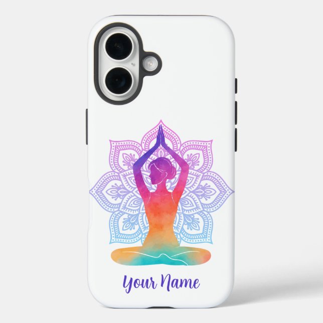 Étui iPhone Mandala Yoga Nom Personnalisé (Verso)
