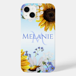 Étui iPhone Monogramme Fleurs Sauvages Aquarelle