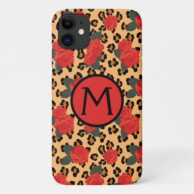 Étui iPhone Monogramme Tatouage Imprimé Léopard &  (Dos)
