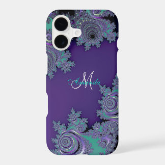 Étui iPhone Monogramme Violet Broderie Fractale