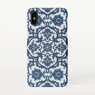 Coque iPhone Motif de tuiles florales Azulejos bleu-portugais