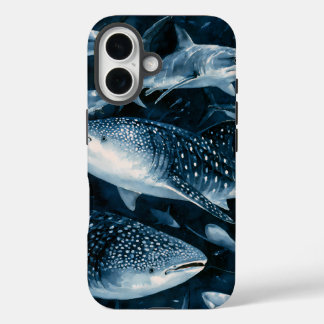 Étui iPhone Océan Requin Bleu Marine et Raie Manta