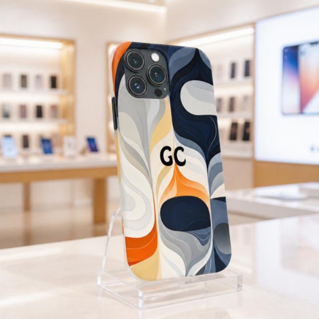 Étui IPhone Orange Rétro Noir et Gris (Créateur téléchargé)
