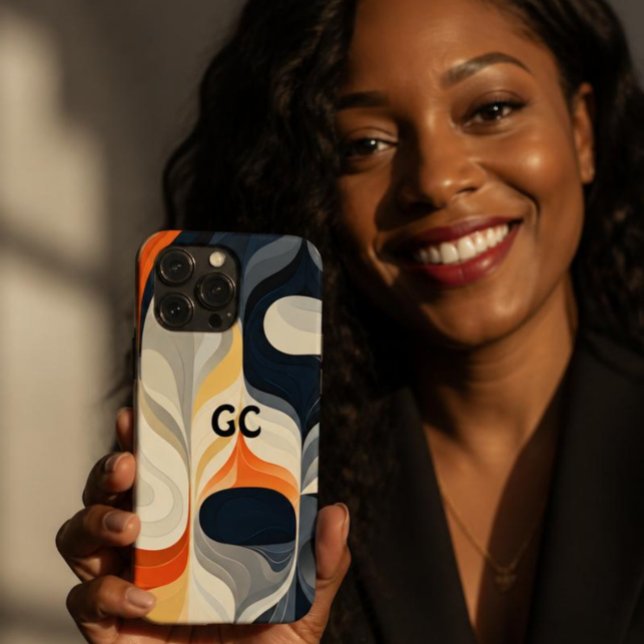 Étui IPhone Orange Rétro Noir et Gris (Créateur téléchargé)