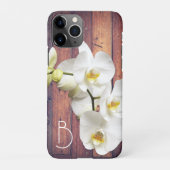 Etui iPhone Orchidées blanches Nom du regard en bois coque iph (Dos)