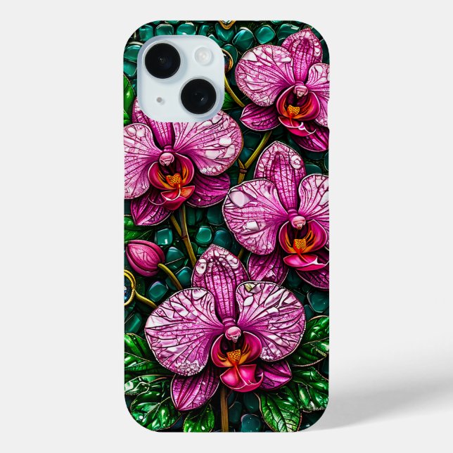 Étui iPhone Orchidées roses Art floral pour elle✨ (Verso)