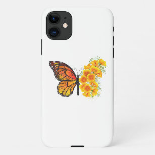 Coque iPhone Papillon à fleurs avec Poppy de Californie jaune