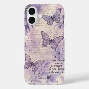 Étui iPhone papillon violet français vintage