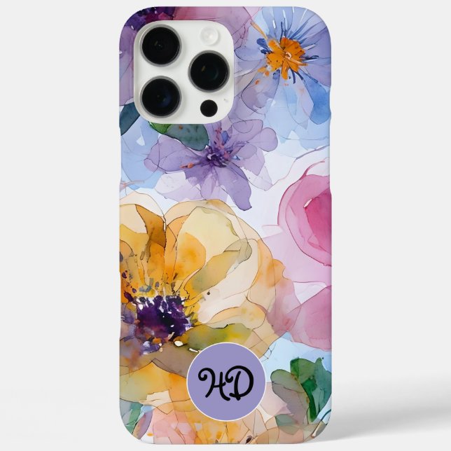 Étui iPhone pastel aquarelle Monogramme (Verso)