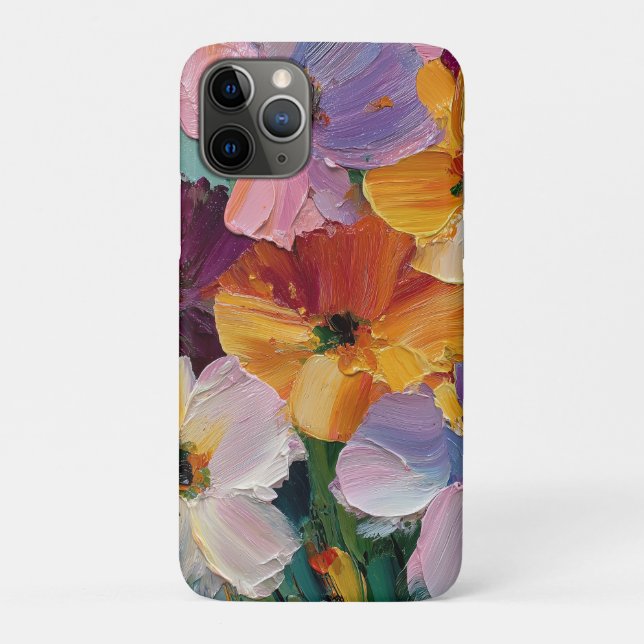 Étui iPhone peinture florale vibrante à impasto (Dos)