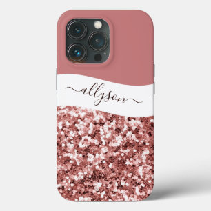 Étui iPhone personnalisé Case-Mate or rose scintil