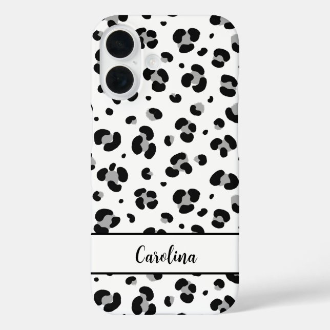 Étui iPhone personnalisé Léopard noir moderne (Verso)