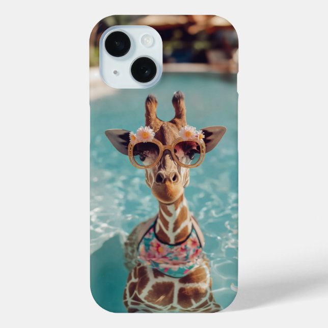 Étui iPhone Piscine de la Girafe Mignonne (Verso)