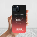 Coque iPhone Red Black Ombre Business Logo & Social Media<br><div class="desc">Faites la promotion de votre entreprise avec cet élégant coque iphone,  avec arrière - plan noir foncé rouge,  logo et texte personnalisés. Ajoutez facilement votre logo en cliquant sur l'option "personnaliser".</div>