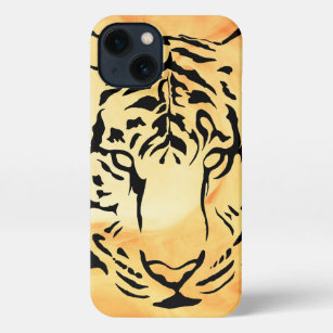 Coque iPhone Silhouette de tigre noir et blanc