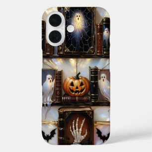 Étui iPhone Spooky Cozy Étagère de livres Citrouil