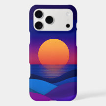 Étui iPhone Synthwave Coucher de soleil Vagues Abs