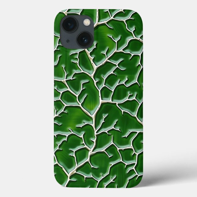 Étui iPhone vert foncé à motif de veine (Verso)