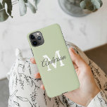 Coque iPhone Vert moderne | Initiale personnelle<br><div class="desc">Vert moderne | Initiale personnelle</div>