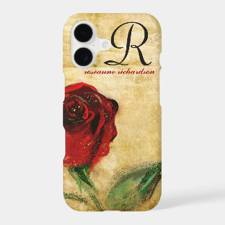 Étui iPhone X Monogramme Rose Rouge Vintage