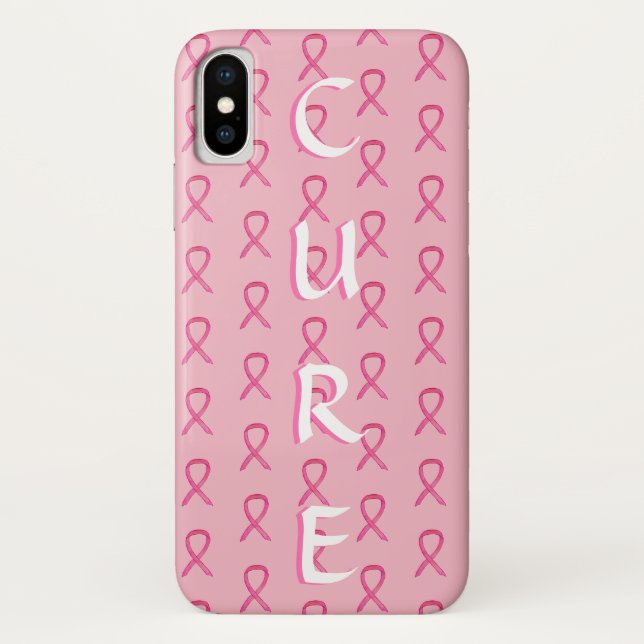 Étui iPhone X Ruban de Sensibilisation Rose Cancer (Dos)